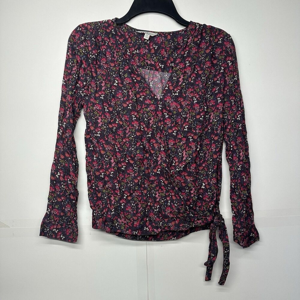 Lucky Brand Women's Floral Wrap Blouse Maternity Nursing Top Size small